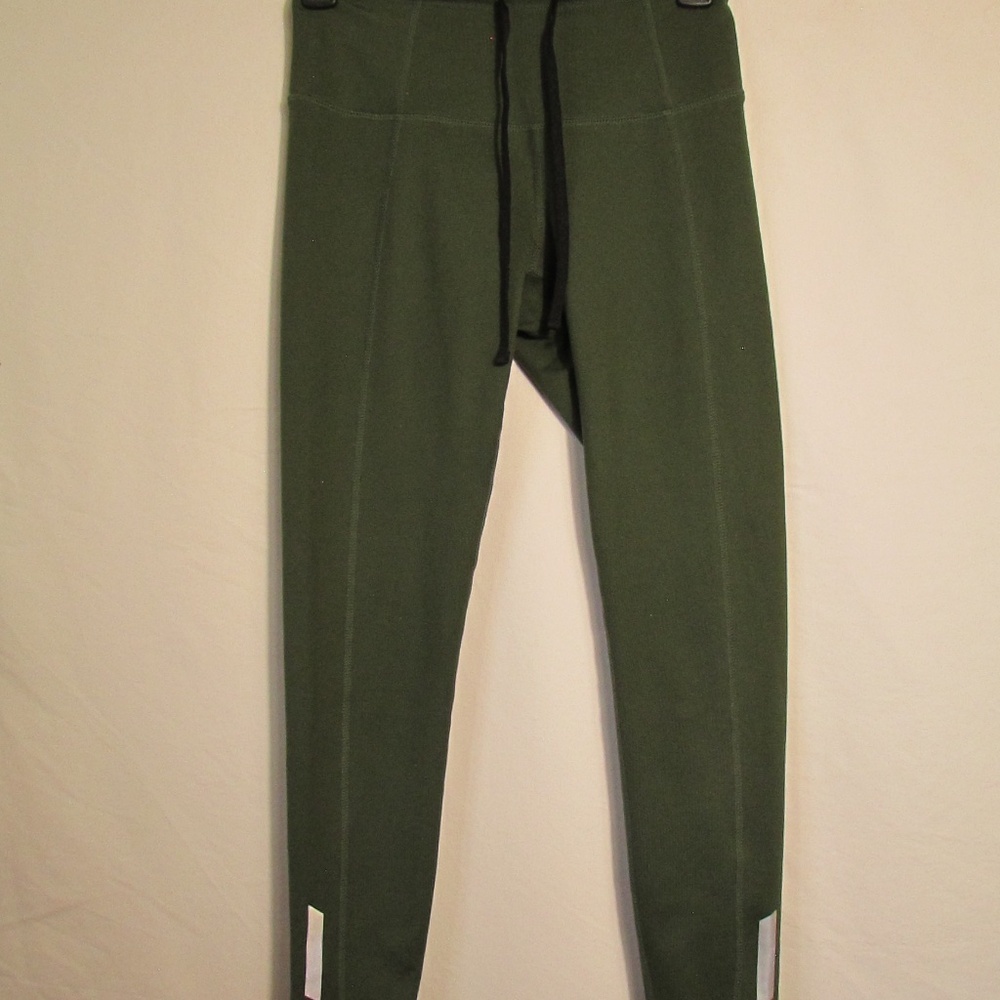 Zella Green Leggings with Drawstring Waist and Reflector Strips